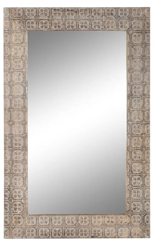 Τοίχο καθρέφτη DKD Home Decor Καφέ Φυσικό Ινδός 76,5 x 3 x 122 cm
