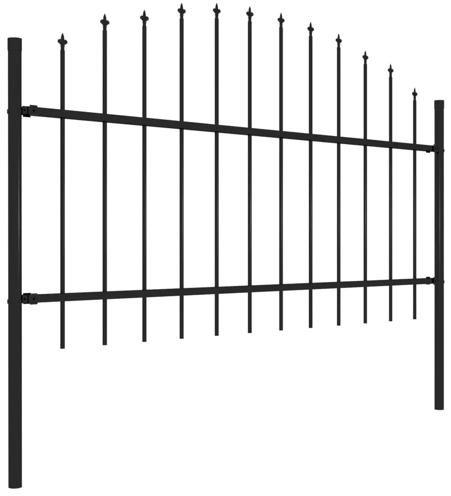 vidaXL Κάγκελα Περίφραξης με Λόγχες Μαύρα (1,-1,25) x 1,7 μ. Ατσάλινα