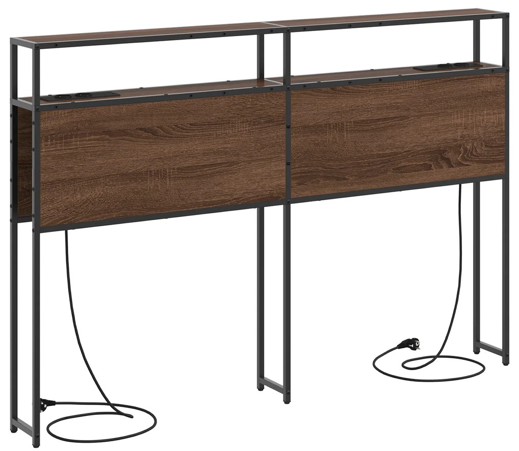 vidaXL Κεφαλάρι Αποθήκης Επιτοίχιο Καφέ δρυς 135 cm Επεξεργασμένο ξύλο