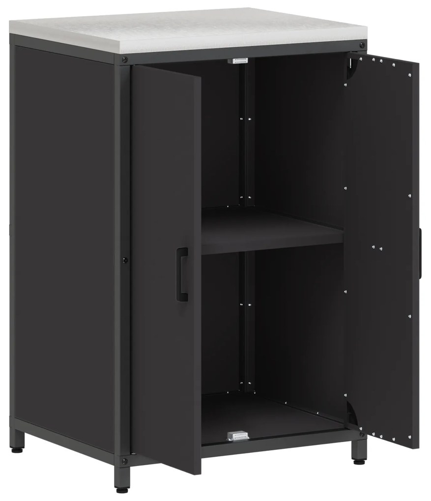 vidaXL Ντουλάπα Αποθήκευσης Κουζίνας Μαύρο 60 x 50 x 92 εκ. Ατσάλι