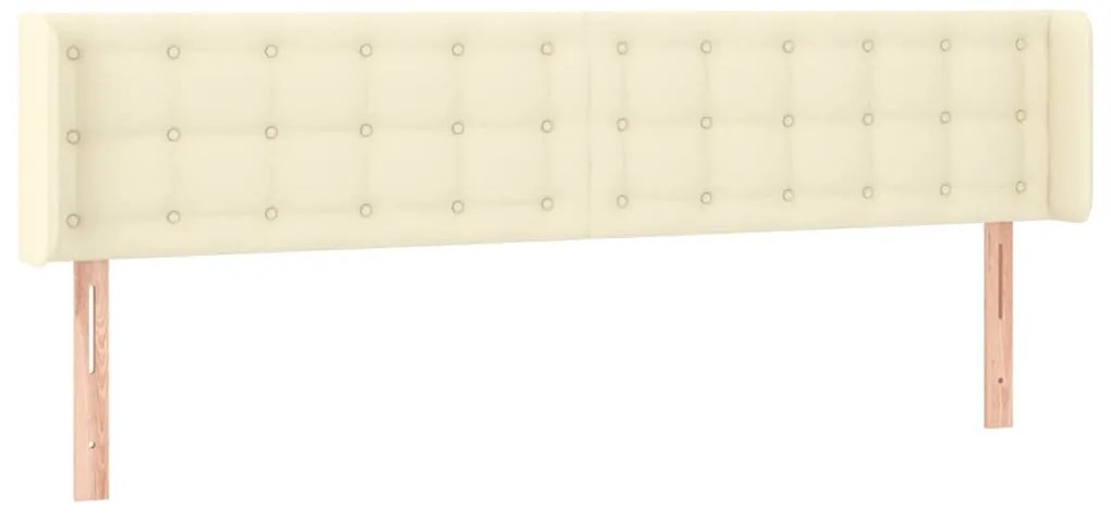 vidaXL Κεφαλάρι Κρεβατιού LED Κρεμ 183x16x78/88εκ. από Συνθετικό Δέρμα