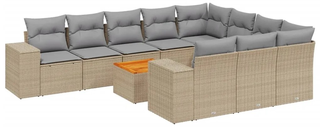 vidaXL Σαλόνι Κήπου Σετ 11 τεμ. Μπεζ Συνθετικό Ρατάν με Μαξιλάρια