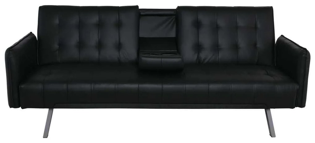 Καναπές Κρεβάτι WELLS PU Μαύρο 188x82x80cm Bed:168x100x36cm