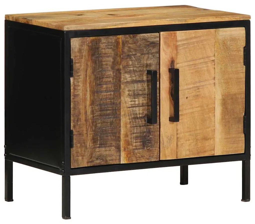 vidaXL Κομοδίνο Καφέ και Μαύρο 50 x 30 x 45 εκ Στερεό ξύλο μάνγκο