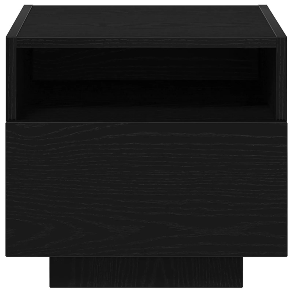 vidaXL κομοδίνο με LED φώτα Μαύρο Δρυς 40x39x37 εκ.