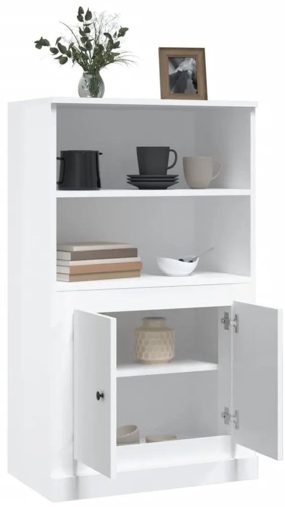 vidaXL Ντουλάπι Γυαλ. Λευκό 60x35,5x103,5 εκ. από Επεξεργασμένο Ξύλο