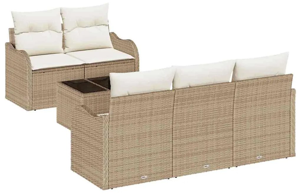 vidaXL Σετ Καναπέ Κήπου 6 pcs Μπεζ Πολυ ράταν
