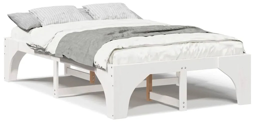 vidaXL Κρεβάτι δαπέδου Λευκό 120 x 200 cm Μασίφ ξύλο πεύκου