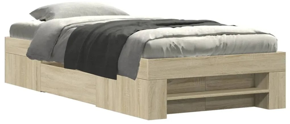 vidaXL Πλαίσιο Κρεβ. Χωρ. Στρώμα Sonoma Δρυς 90x200 εκ. Επεξ. Ξύλο
