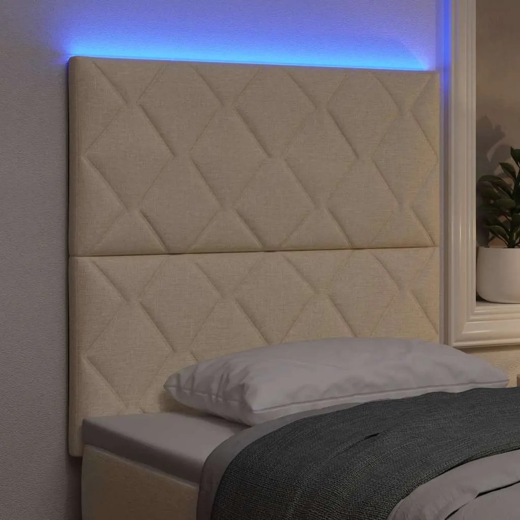 vidaXL Κεφαλάρι με φώτα λωρίδας LED με κεφαλάρι Κρεμ 100 cm ύφασμα