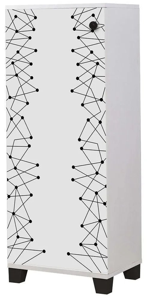 Παπουτσοθήκη Filinta 869VEL6503 50x38x127cm White-Black Πλαστικό,Μοριοσανίδα