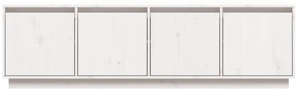 Έπιπλο Τηλεόρασης Λευκό 156 x 37 x 45 εκ. από Μασίφ Ξύλο Πεύκου - Λευκό