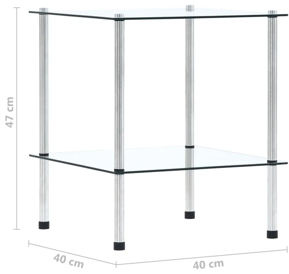 vidaXL Ραφιέρα 2 Επιπέδων Διαφανής 40 x 40 x 47 εκ. από Ψημένο Γυαλί