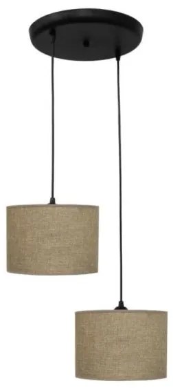 Κρεμαστό Φωτιστικό Οροφής Ύφασμα PENDEL 2L Heronia-14-0149-Καφέ 14-0149