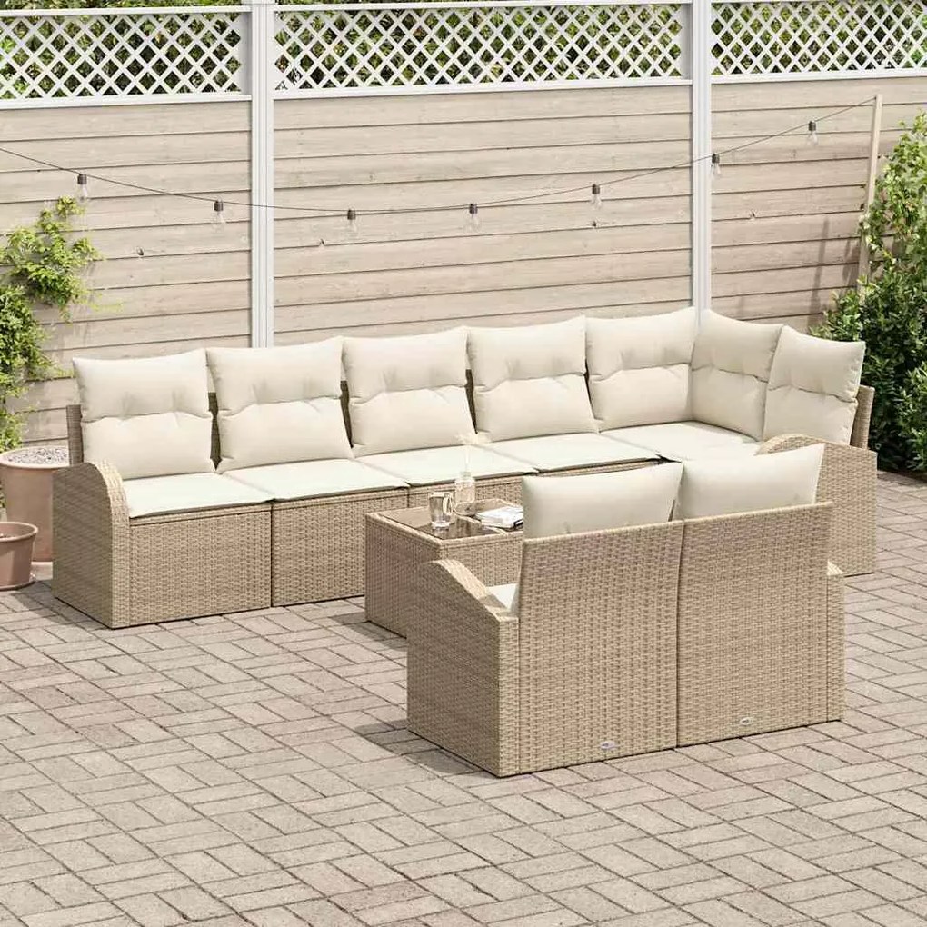 vidaXL Σετ Καναπέ Κήπου 9 pcs 289 x 124 x 85 εκ. Πολυ ράταν