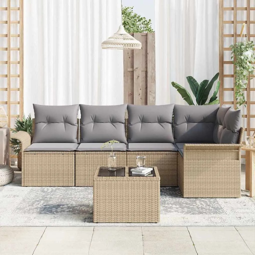 vidaXL Σετ Καναπέ Κήπου 6 pcs 242.5 x 132.5 x 85 εκ. Πολυ ράταν