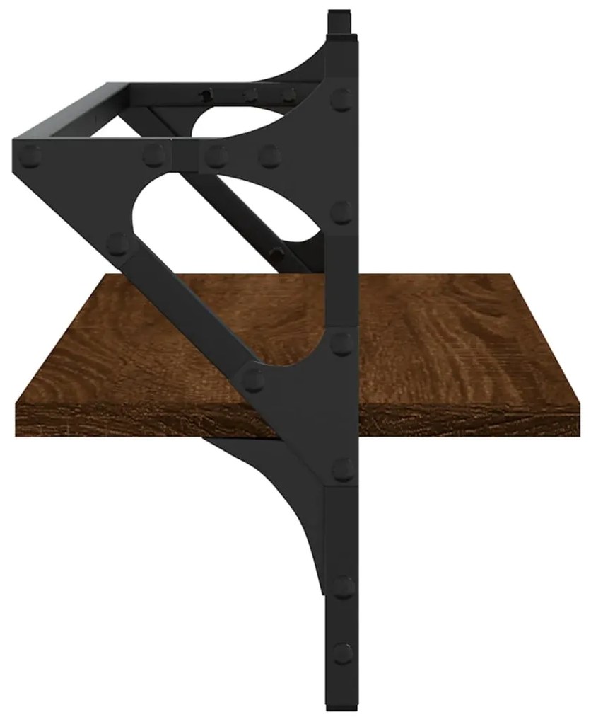 vidaXL Ράφια Τοίχου με Μπάρα 2 τεμ. Καφέ Δρυς 65x25x30 εκ.