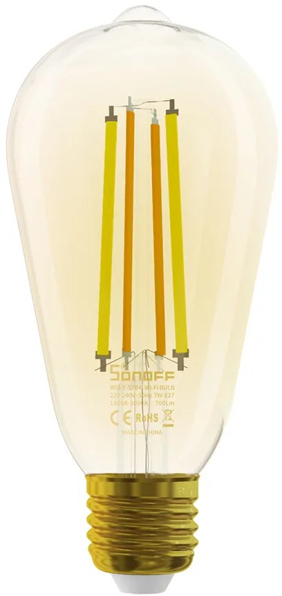 SONOFF Smart λάμπα LED Filament B02-F-ST64, Wi-Fi, 7W, E27, 1800K-5000K