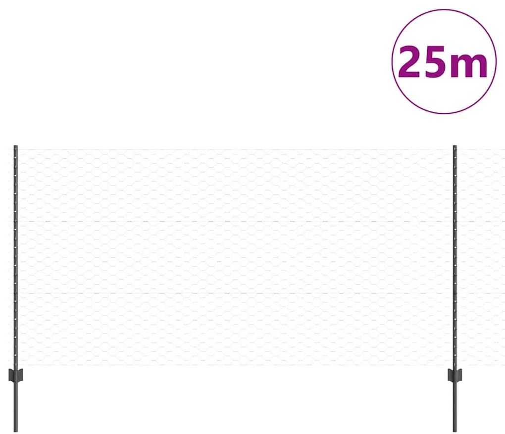 vidaXL Φράχτης με Στήλες. Γκρι 1.2 x 25 m Ατσάλι