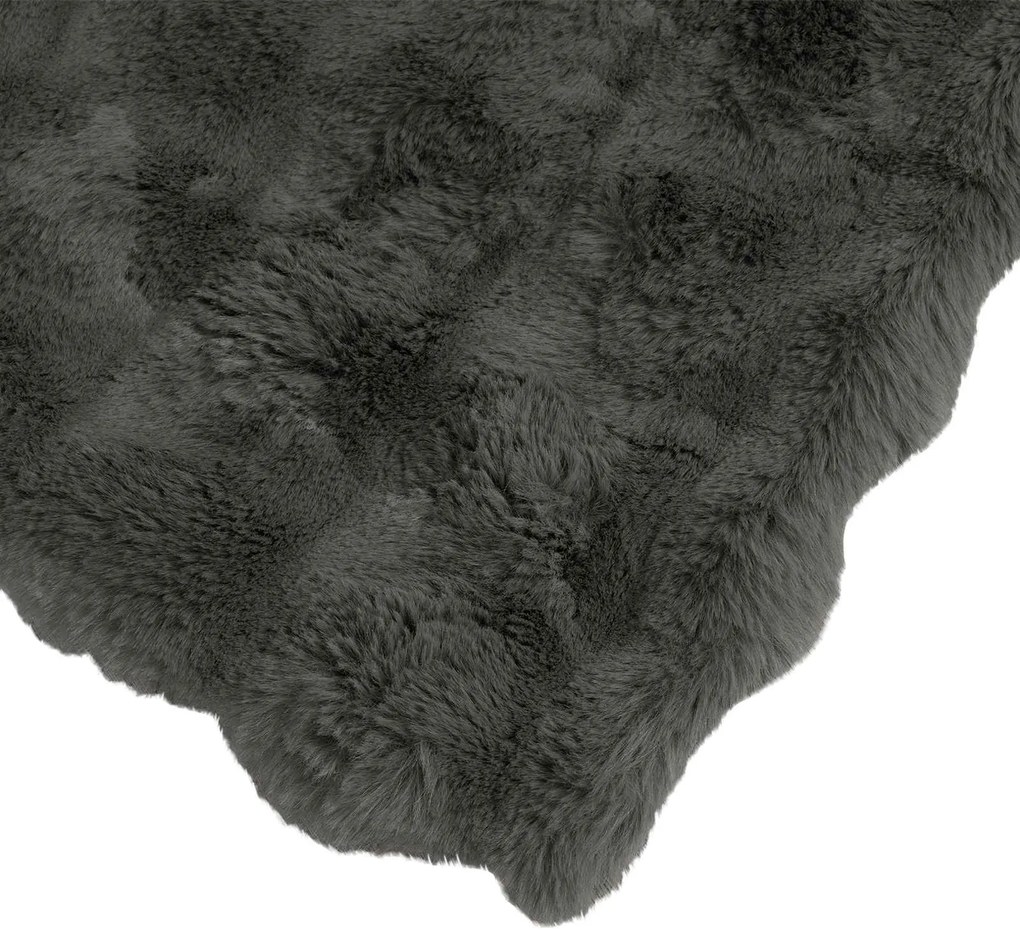 vidaXL Ψεύτικη κουβέρτα από κουνέλι Σκούρο Γκρι 150 x 220 cm