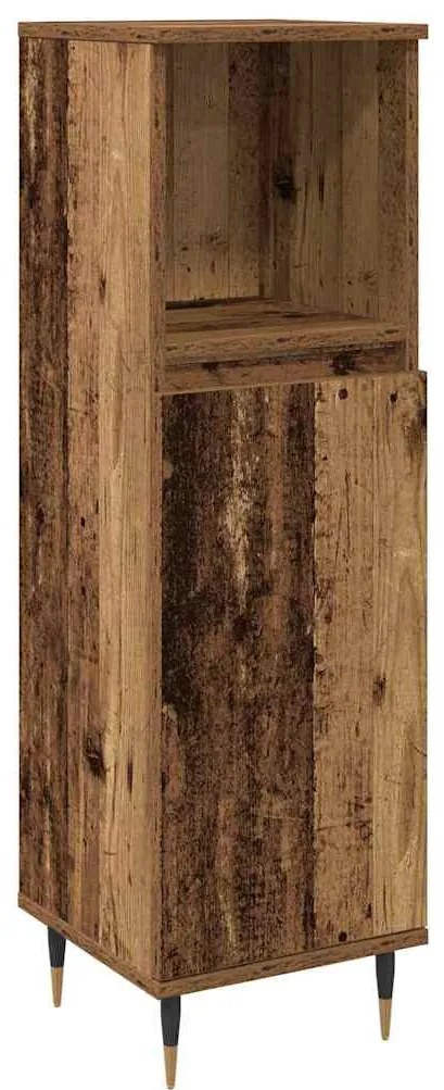 vidaXL Σετ Επίπλων Μπάνιου με ράφι 3 pcs Παλιό Ξύλο 30 x 30 x 180 cm