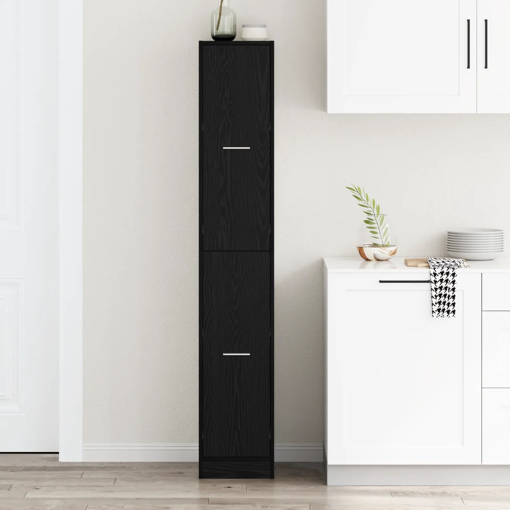 vidaXL Ντουλάπι Αποθήκης Μαύρης Δρυός 30x41x174.5 εκ. Κατασκευασμένο Ξύλο