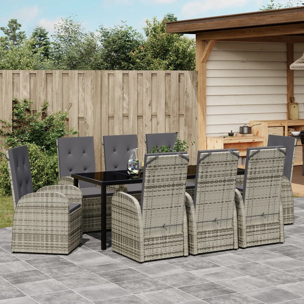 vidaXL Σετ Επίπλων Εξωτερικού Χώρου 9 pcs Γκρι 200 x 80 x 73 εκ