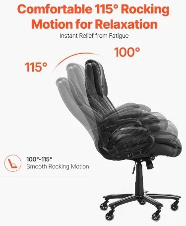 VEVOR Executive Chair High Back Office Chair Knob-Control Lumbar Support Black