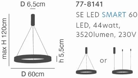 Γραμμικό Φωτιστικό SE LED SMART 60 AMAYA PENDANT WHITE Δ5 - 77-8141 - 21W - 50W - 77-8141