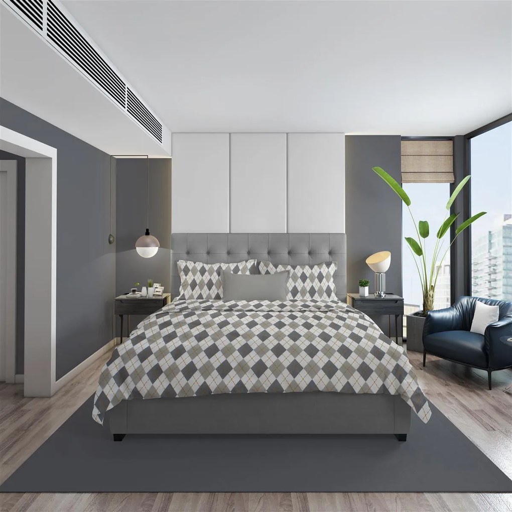 Σετ Σεντόνια Φανελένια Μονά 160x240εκ. Diamond 328 Grey DimCol