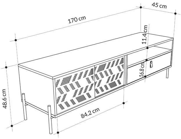 Έπιπλο τηλεόρασης Melati λευκό 170x45x48.5εκ 170x45x48.5 εκ.