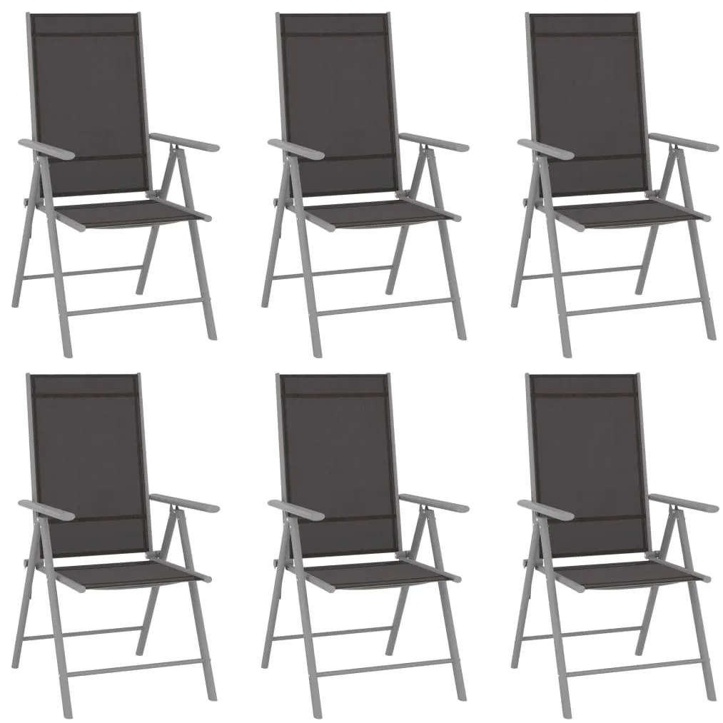 vidaXL Σετ Τραπεζαρίας Κήπου 7 Τεμαχίων Ασημί / Μαύρο από Αλουμίνιο