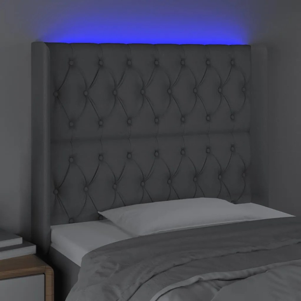 Κεφαλάρι Κρεβατιού LED Ανοιχτό Γκρι 103x16x118/128 εκ. 3124374