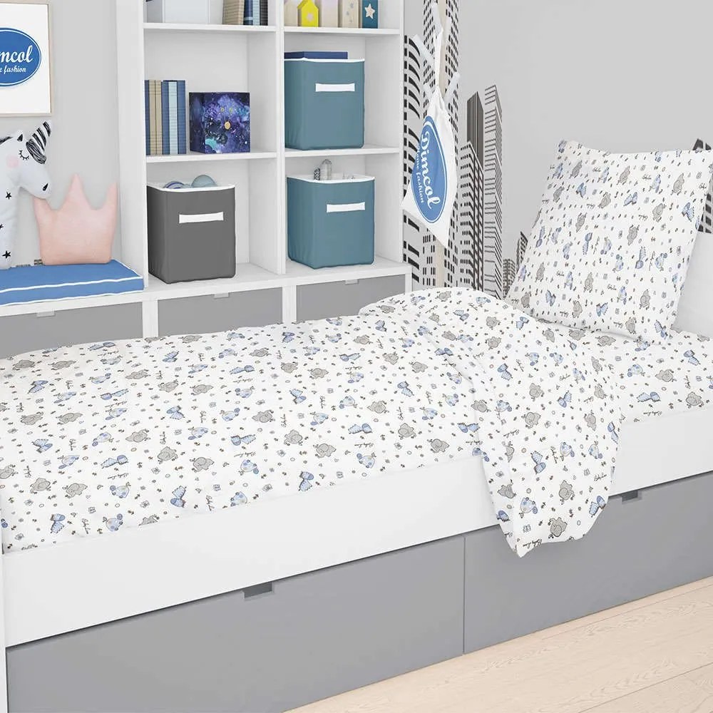 Παπλωματοθήκη Παιδική Elephant 174 Blue DimCol Μονό 160x240cm 100% Cotton