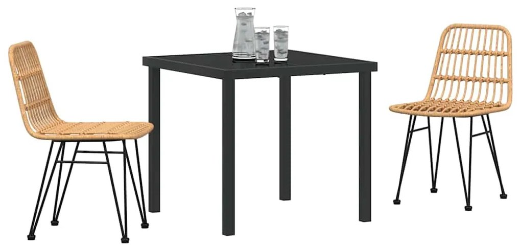 vidaXL Σέτ φαγητού για κήπο 3 pcs Καφέ Πολυ ράταν