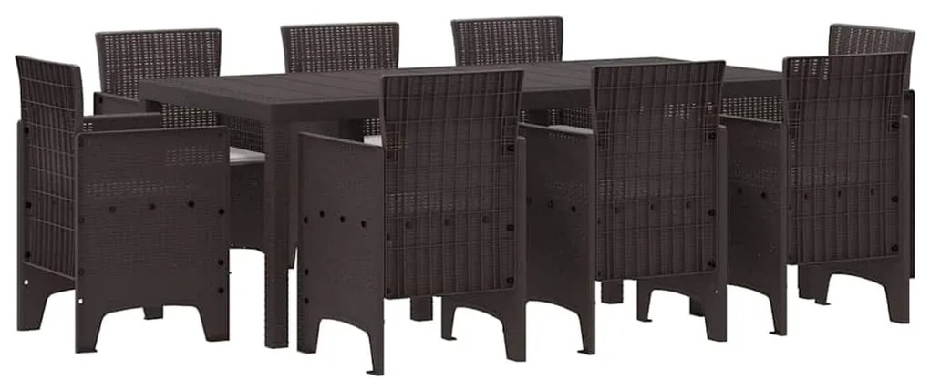 vidaXL Σέτ φαγητού για κήπο 9 pcs Καφέ Rattan Polt