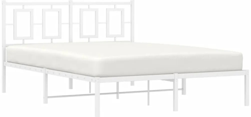 vidaXL Πλαίσιο Κρεβατιού με Κεφαλάρι Λευκό 140 x 200 εκ. Μεταλλικό