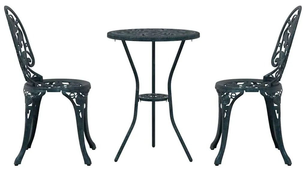 vidaXL Σετ Μπιστρό Κήπου 3 pcs Πράσινο Αλουμίνιο