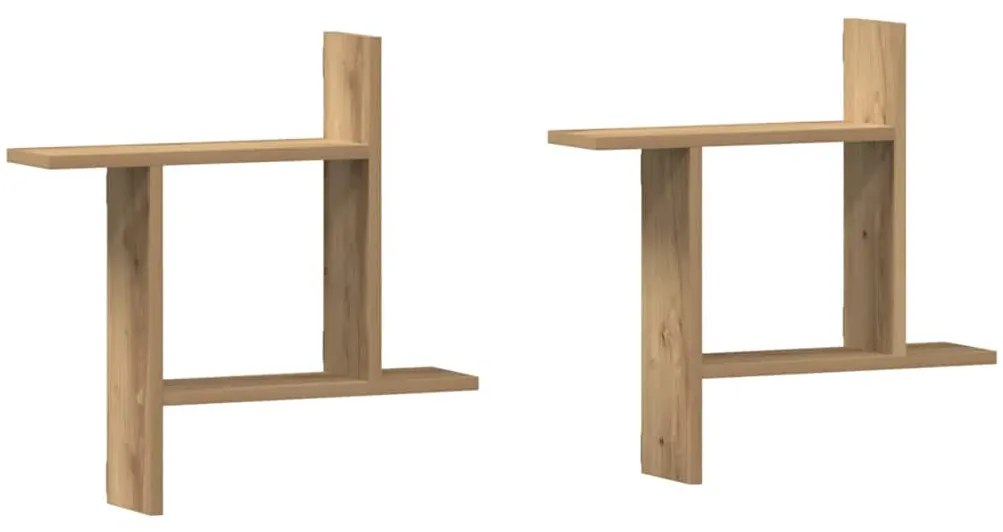 vidaXL Ραφιέρες Τοίχου 2 τεμ. Αρτισιανή Δρυς 50x12x50 εκ. Επεξ. Ξύλο