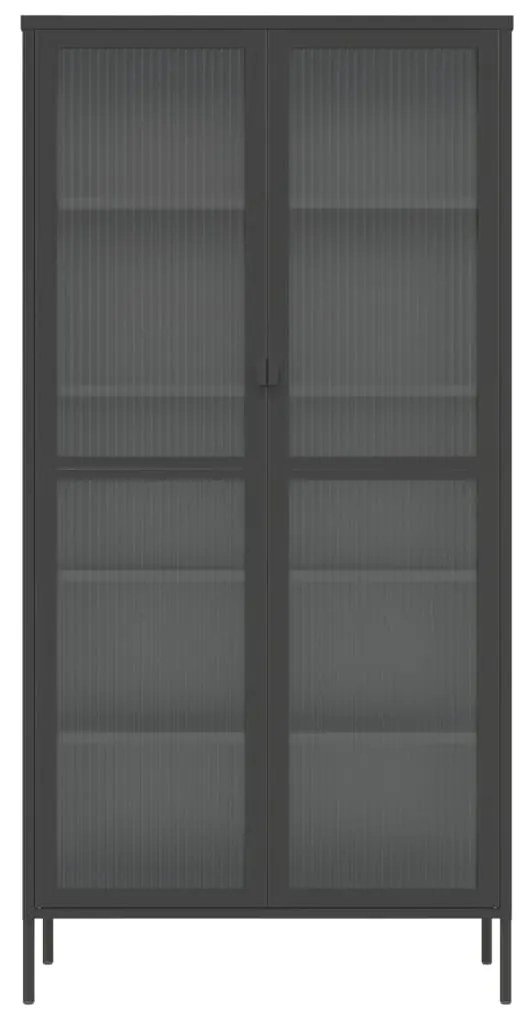 vidaXL Ψηλό Ντουλάπι Μαύρο 85 x 40 x 180 εκ. από Γυαλί και Ατσάλι