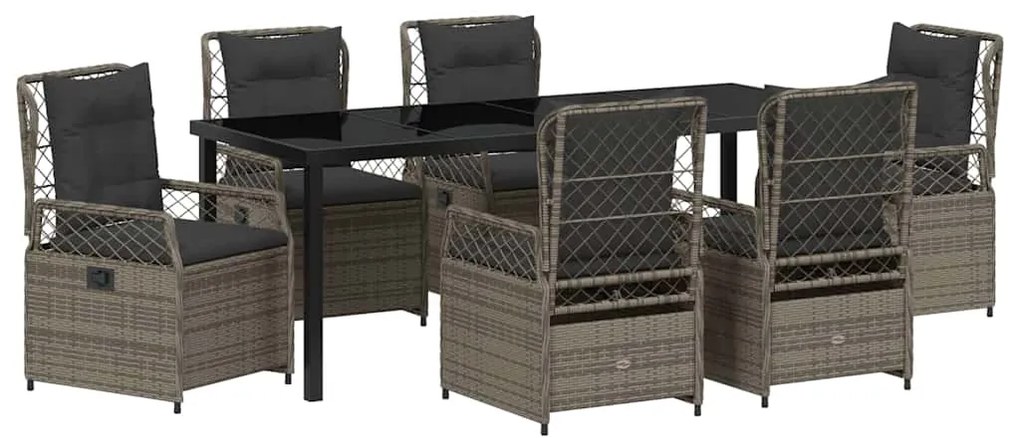 vidaXL Σέτ φαγητού για κήπο 7 pcs Γκρι συνθετικό ρατάν