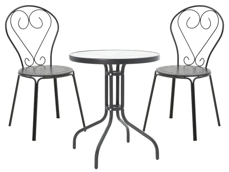 Τραπεζαρία Watson-Chari  σετ 3τεμ μέταλλο σε μαύρη απόχρωση