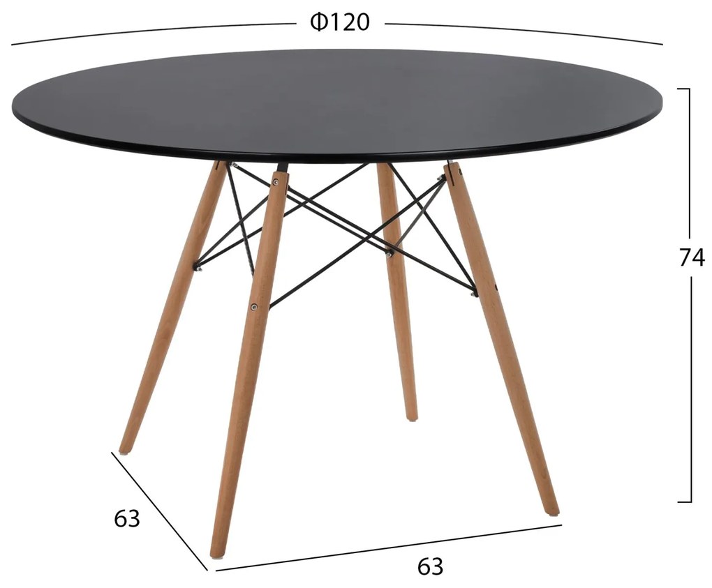 Σετ τραπεζαρίας MAGGIE C21187 5τμχ σε Μαύρο MDF TOP & Καρέκλα Πολυπροπυλενίου 120x120x74 εκ.
