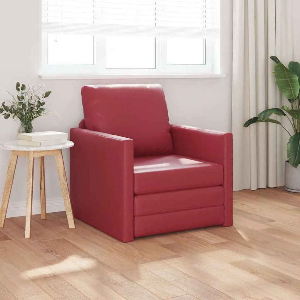 vidaXL Καναπές-Κρεβάτι Μπορντό 74 x 77 x 81 εκ. Τεχνητό δέρμα