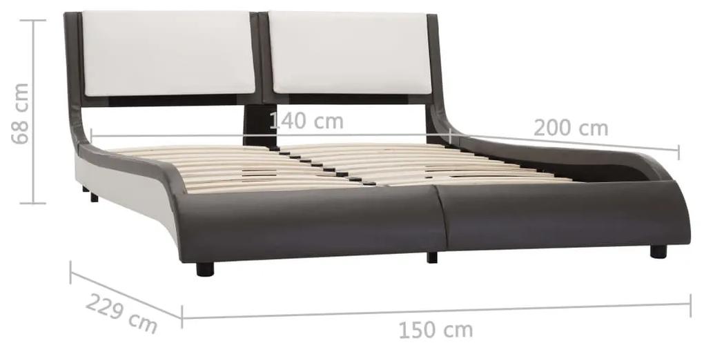 Πλαίσιο Κρεβατιού με LED Γκρι/Λευκό 140x200 εκ. Συνθετικό Δέρμα - Γκρι