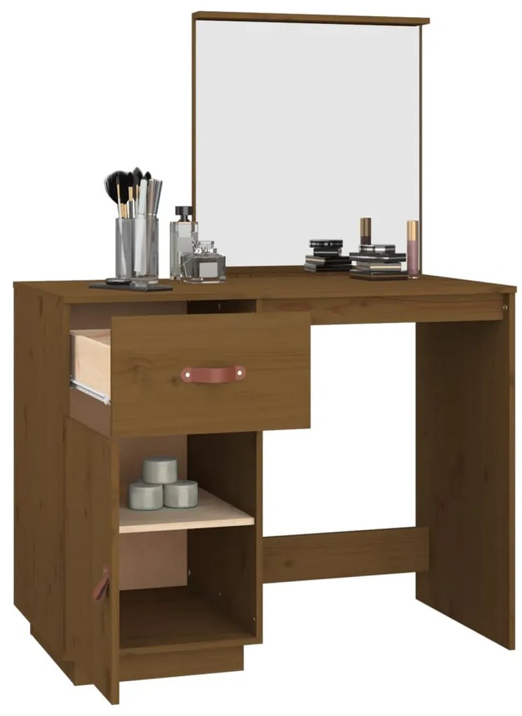 vidaXL Μπουντουάρ Καφέ μελί 95x50x134 εκ. Μασίφ Ξύλο Πεύκου
