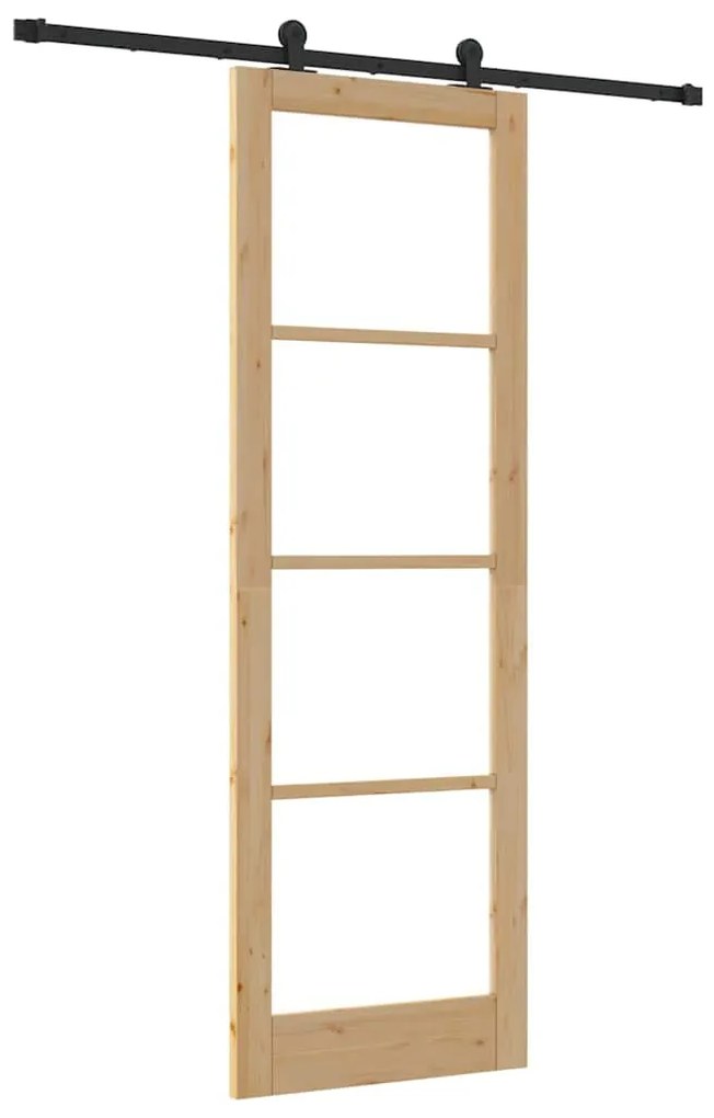 vidaXL Συρόμενη Πόρτα Χειροκίνητος Καφέ 78 x 232 cm Ξύλο και μέταλλο