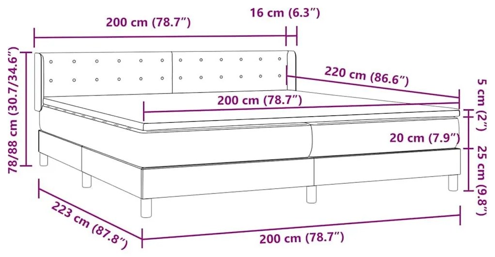 Box Spring κρεβάτι με στρώμα ροζ 200x220 cm Βελούδινο - Ροζ