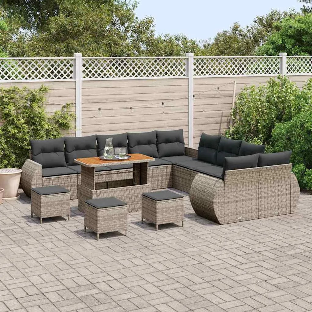 vidaXL Σετ Καναπέ Κήπου 14 pcs Γκρι συνθετικό ρατάν