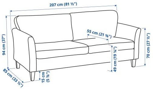 EKHOLMA τριθέσιος καναπές 795.355.94